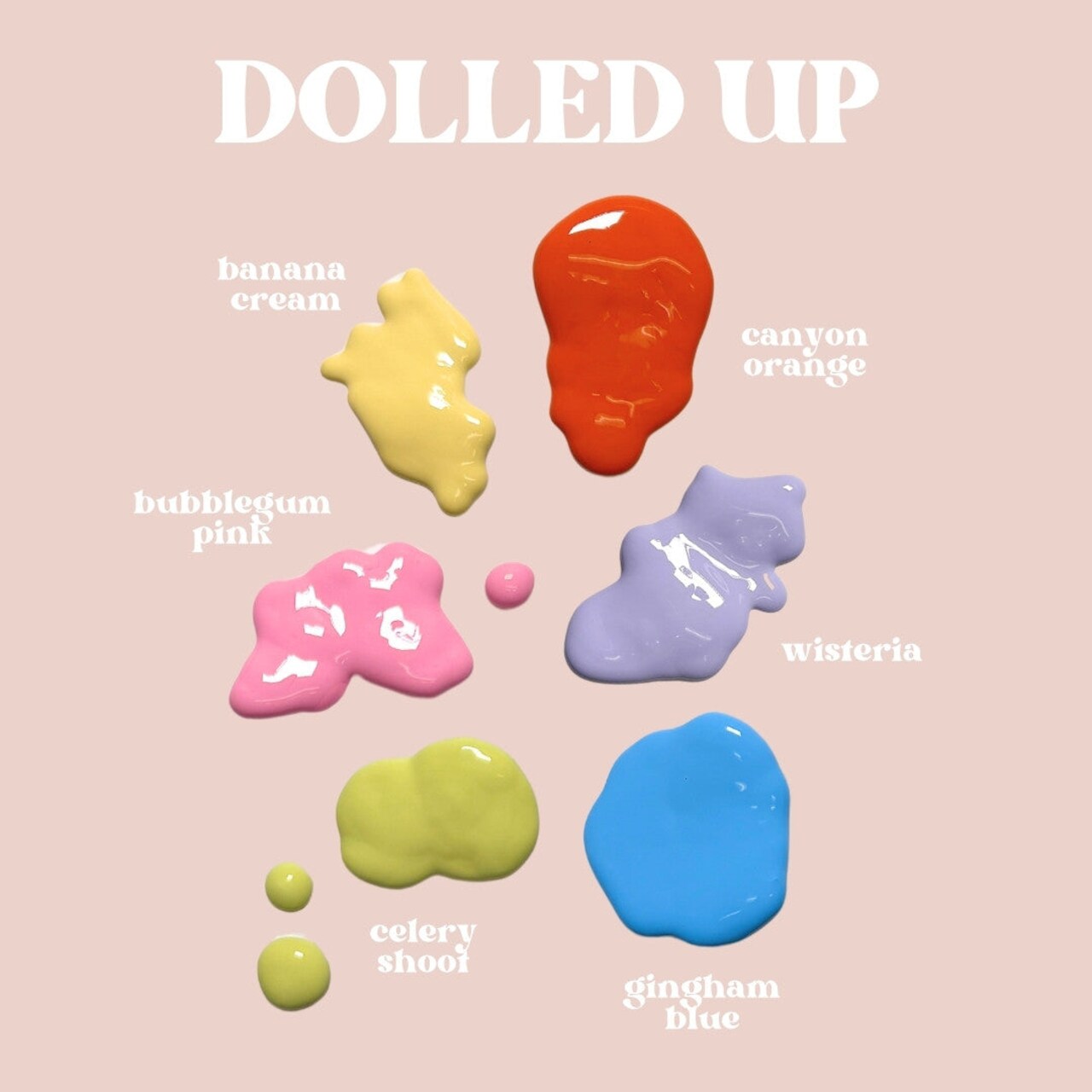 Americana Acrylic Dolled Up Trend Color Paint Set, 6 Whimsical Matte 2 fl oz Paints